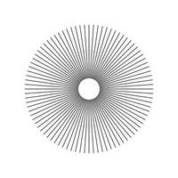 Radial circle lines. Circular lines element. Symbol of Sun star rays. Spokes with radiating stripes. Abstract illusion geometric shape. Flat design graphic template. vector