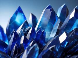 A Close Up View of Deep Blue Crystal Shards Background. photo