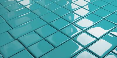 Gleaming Floor Tiles in Bright Turquoise. photo