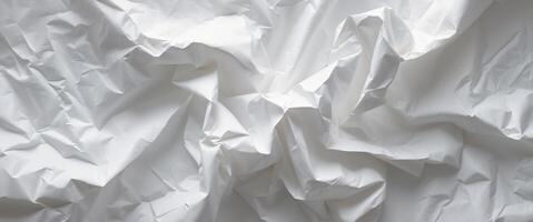 Wrinkled Texture of Crumpled White Paper on a Light Background for Backgrounds and Textures in Design Projects. photo
