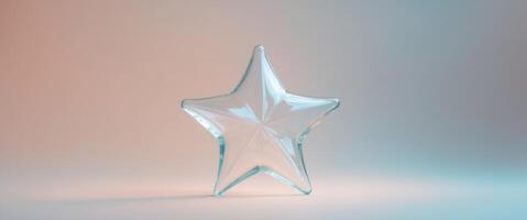 Glass star with soft pastel hues on a light gradient background. photo
