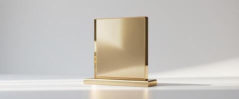 Award plaque gold glossy luxury empty square winner trophy template. photo