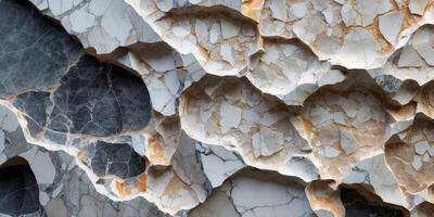 Close up of cracked marble surface revealing intricate veins and natural texture photo