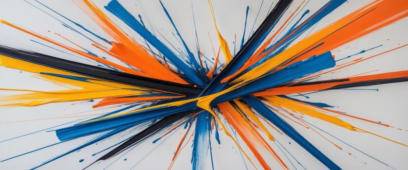 Intersecting brush strokes in vivid tones and random directions create a dynamic abstract composition. photo