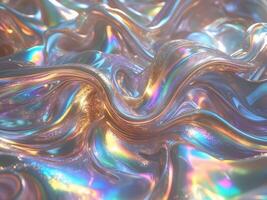 An Abstract Metallic Flow characterized by a captivating Iridescent Sheen of colors. photo