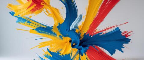 Energetic and dynamic abstract art with bold brushstrokes and vibrant colors photo