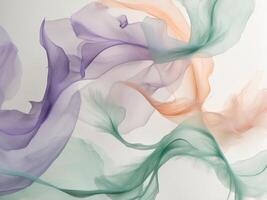 Abstract watercolor shapes intertwine in soft colors showcasing creativity and simplicity in design photo