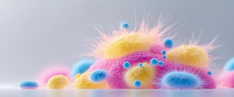 Vibrant Microscopic View of Colorful Bacteria in Abstract Form. photo