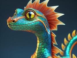 A colorfully stylized lizard character that stands out with its unique design and features photo