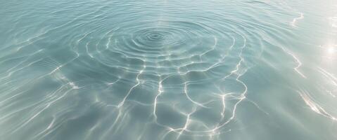Mysterious ocean surface aerial view of underwater light rays and serenity photo