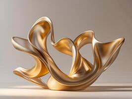 An Abstract Golden Sculpture Featuring Smooth Curves and a Graceful Elegant Design. photo