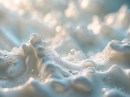 Close up view of creamy white foam textureClose up view of creamy white foam texture. photo