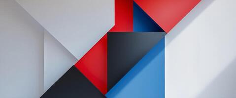 Abstract Geometric Shapes in Red White Black and Blue. photo