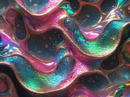 Iridescent Scaled Texture Abstract Art Design. photo