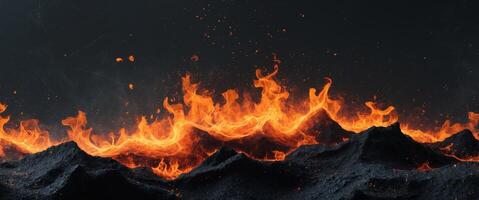 abstract fiery background with orange flames and dark textures perfect for creative projects. photo