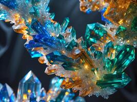 Vibrant and Colorful Crystal Clusters Forming an Intriguing Abstract Composition. photo