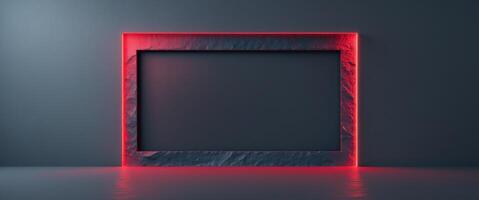 Red Glowing Border with Slate Texture Providing Empty Space for Custom Text or Graphics. photo