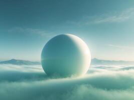 beautiful landscape with a large white sphere in the center. photo