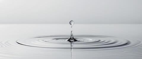 Water Droplet Impacting Still Surface Creating Concentric Ripples. photo