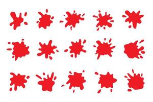 Collection of hand drawn red paint splashes. Drips of ketchup sauce Red sauces, splashes. Bloody splashes. Isolated on white background. Element for your designs, projects, halloween design vector