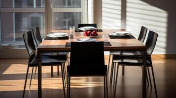 minimalist empty dining table photo