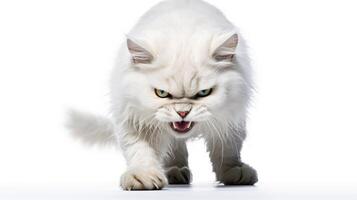 claws angry cat white background photo