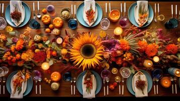 decorations thanksgiving table overhead photo