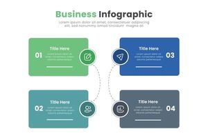 Business infographic design template with icons and 4 options. Can be used for process diagram, presentations, workflow, banner, flow chart. vector