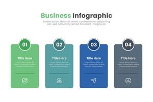 Business infographic design template with icons and 4 step. Can be used for process diagram, presentations, workflow layout, banner, flow chart. vector