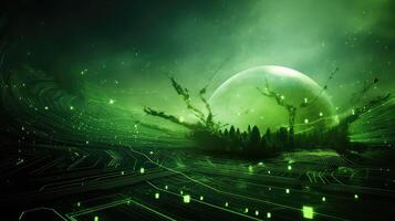 futuristic green cyber background photo