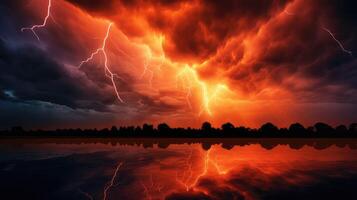 breathtaking lightning orange photo