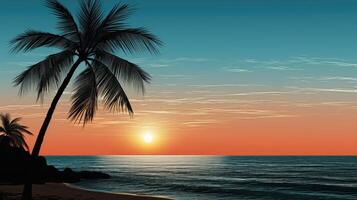 ocean palm leaf silhouette photo