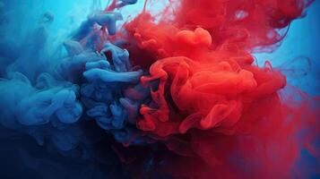 dynamic blue and red smoke photo