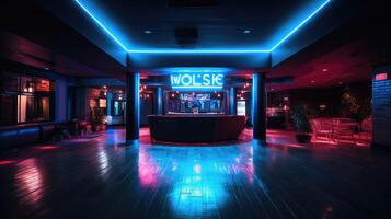 lobby blue neon font photo