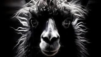 eyelashes llama black and white photo