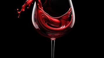 liquid red wine black background photo