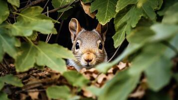camouflage squirrel in tree photo