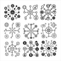 Modern Line Network Technology Icons Set . vector