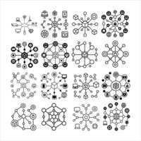 Modern Thin Line Network Technology Icons Set Digital Connectivity Pack vector