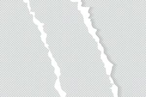 Ripped Torn paper sheet edge on curled page, vector