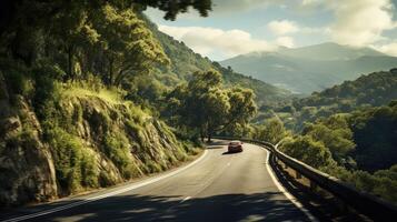 mountain road cycling photo