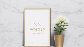 luxury gold frame mockup white mat photo