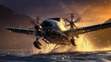 aircraft airplane landing on water photo