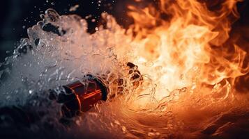 foam flames fire extinguisher photo