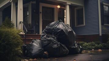 overflowing bag of trash photo