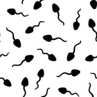 Spermatozoon black icon seamless pattern on white background vector