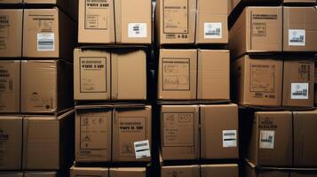barcodes stack of cardboard boxes photo
