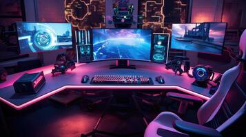 monitors computer table photo