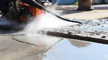 technology concrete cutting with water photo