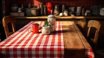 rustic country table cloth photo